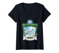 Donna Aereo Militare Americano B-52 Stratofortress Maglietta con Collo a V