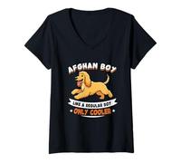 Donna Afghan Boy, Like A Regular Boy Only Cooler - Cane Afgano Maglietta con Collo a V