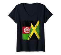 Donna Afghanistan Giamaica Half Flag Afghan Jamaican Heritage Maglietta con Collo a V