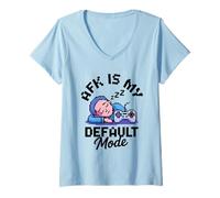 Donna AFK Default Mode Calm Gamer Pixel Design Maglietta con Collo a V