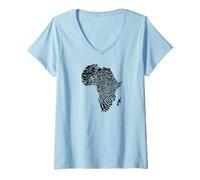 Donna Africa Continente Dna Impronta Digitale African Black Pride Maglietta con Collo a V