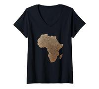 Donna Africa Continente Impronte Digitali Identità Patrimonio Orgoglio A Maglietta con Collo a V