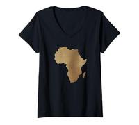 Donna Africa Continente Impronte Digitali Identità Patrimonio Orgoglio A Maglietta con Collo a V