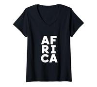 Donna Africa Divertente dicendo Grassetto Nero Tipografia Maglietta con Collo a V