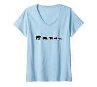 Donna Africa Safari Big Five Animali Africani Maglietta con Collo a V