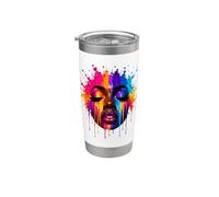 Donna africana Afro Gocciolante Colore Dipinto Viso Melanina Art Bicchiere termico in acciaio inox doppia parete