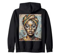 Donna Africana Collage Art Head Wrap Occhiali Felpa con Cappuccio