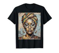 Donna Africana Collage Art Head Wrap Occhiali Maglietta