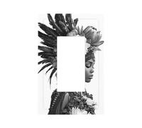 Donna africana con fiori Copricapo Interruttore Luce Piastra da parete Frontalino Copertura Singolo Rocker 1 Gang Decoratore Presa Coperture per Casa Cucina Camera Bagno Decor