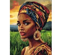 donna africana Dipingere con i Numeri donna Dipingere con i Numeri Adulti Bambini Principianti,DIY Dipingi con i Numeri con Tela,Vernice Acrilica Pennelli di Legno Decora la casa,Ragazze 20x30cm