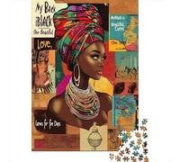 Donna africana Puzzle 1000Pcs Arte culturale vivace Decorazione Per La Casa. Rilassamento E Intelligence Per Adulti E Bambini Da 14 Anni 70x50cm/1000pcs