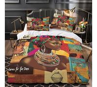 Donna africana Set Di Copripiumino Biancheria da letto Set di 3 Pezzi ultra microfibra stampa di 3D con federe con cerniera vivace cultura copripiumino for coppie e ragazzi Single（135x200cm）