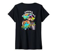 Donna Afrika Bambaataa_001_Back Printed Maglietta con Collo a V