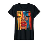 Donna afroamericana Colore Dipinto Face Paint Gocciola Maglietta