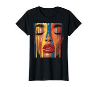 Donna afroamericana Colore Dipinto Face Paint Gocciola Maglietta