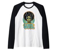 Donna afroappassionata di Musica Funk e Soul retrò degli Maglia con Maniche Raglan