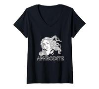 Donna Afrodite Antica Bellezza Greca Dea Dell'amore Disegno A Mano Maglietta con Collo a V
