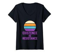 Donna Agender Pride L'esistenza è resistenza Genere neutrale moderno Maglietta con Collo a V
