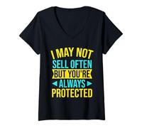 Donna Agente Assicurativo Always Protected Broker Assicurativo Maglietta con Collo a V