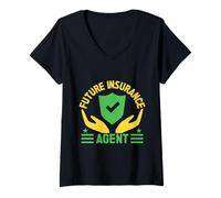 Donna Agente Assicurativo Future Agent Broker Assicurativo Maglietta con Collo a V