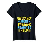 Donna Agente Assicurativo Ready To Help Broker Assicurativo Maglietta con Collo a V
