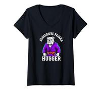 Donna Aggressive Pajama Hugger Jiu Jitsu Grappling Funny Maglietta con Collo a V