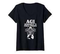 Donna AGI - Aggiornamento finale dell'umanità Intelligenza Generale Artificiale Maglietta con Collo a V