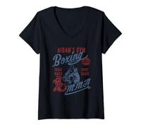 Donna Aidan Gym Boxing MMA Retro Design per Il Nome Aidan Maglietta con Collo a V