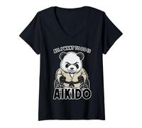 Donna Aikido Panda Tutto Quello Che Voglio Fare è Un Simpatico Orso Maglietta con Collo a V