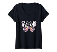 Donna Ailani Butterfly - Personalizzato Carino Nome Word Art Maglietta con Collo a V