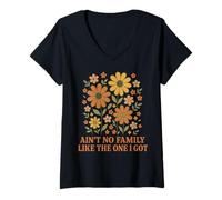 Donna Ain't No Family Like One I Got Retro Floral Maglietta con Collo a V