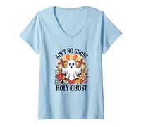 Donna Ain't No Ghost But The Holy Ghost Halloween Maglietta con Collo a V