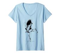 Donna Airone Blu Cattura Pesce Bird Watching Birdwatcher Maglietta con Collo a V