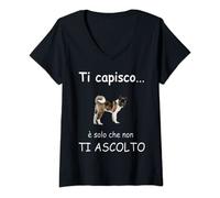 Donna akita americano Cane - Grande cane giapponese Maglietta con Collo a V