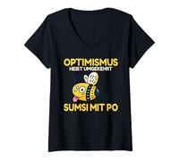 Donna al contrario, l'ottimismo di Backprint Significa Sumsi con Maglietta con Collo a V
