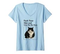 Donna al Diavolo la Dieta dammi Il Mio prosciutto Maglietta con Collo a V