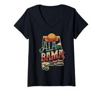 Donna Alabama Sweet Home State - Grafica per Esterni Bama Pride Maglietta con Collo a V