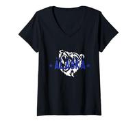 Donna Alaska Bear Alaska L'Ultima frontiera Vintage Retro Maglietta con Collo a V