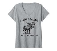 Donna Alaska Is Calling And I Moose Go Funny Maglietta con Collo a V