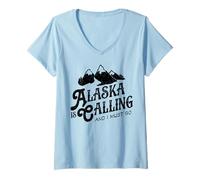 Donna Alaska is Calling And I Must Go T Shirt Uomo Donna Montagne Maglietta con Collo a V