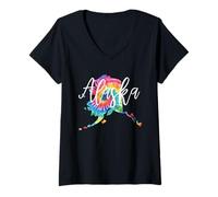 Donna Alaska Tie Dye Maglietta con Collo a V