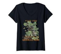 Donna Albero del Territorio del Connecticut The Charter Oak Maglietta con Collo a V