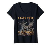 Donna Albero del Territorio del Wyoming The Plains Cottonwood Maglietta con Collo a V