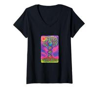 Donna Albero della Vita DNA Yggdrasil Ancestry Roots Codice genetico Maglietta con Collo a V