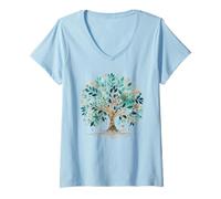 Donna Albero della Vita Maglietta con Collo a V