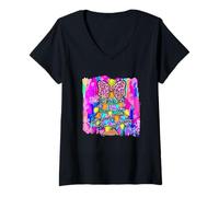 Donna Albero di Natale Leopard Bow Luci Gioia Maglietta con Collo a V