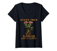 Donna Albero endemico del territorio delle Hawaii Albero Lehua Maglietta con Collo a V