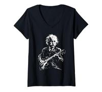 Donna Albert E. Scienziato Fisico Suonare Chitarra Design Maglietta con Collo a V