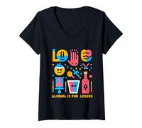 Donna Alcohol Is for Losers Sobrietà Sober Advocate |- Maglietta con Collo a V