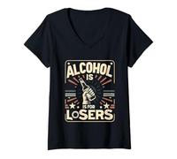 Donna Alcohol Is For Losers Sobrietà Sober Advocate |------ Maglietta con Collo a V